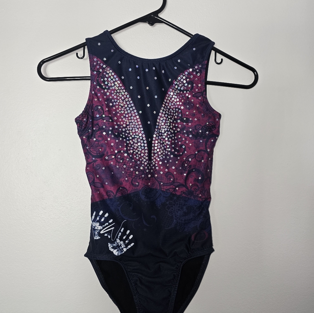 Chalk Warrior Leotard Navy Blue Pink Size AXS Gymnastics Dance Ozone